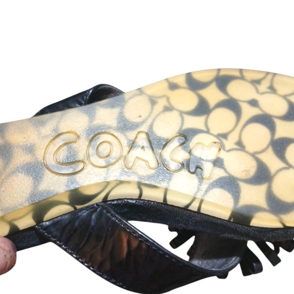 Coach Suki Black Daisy Patent Leather Thong Sandal  Monofeanned Sandals 7.5-8 - Picture 10 of 13